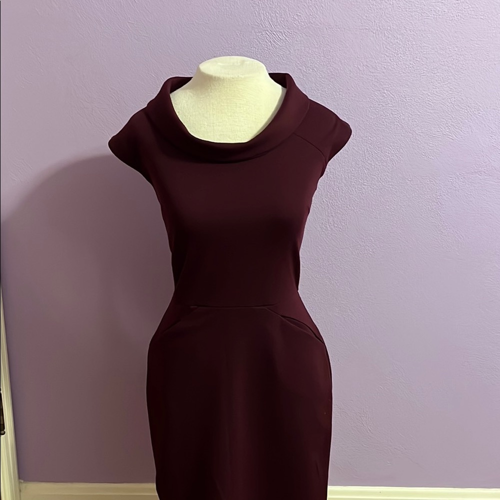 Banana Republic Burgundy Cowl Neck Sheath Dress Cap Sleeve Career Office Size 0